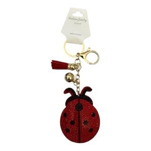 Red Ladybug Keychain with Gold Accents